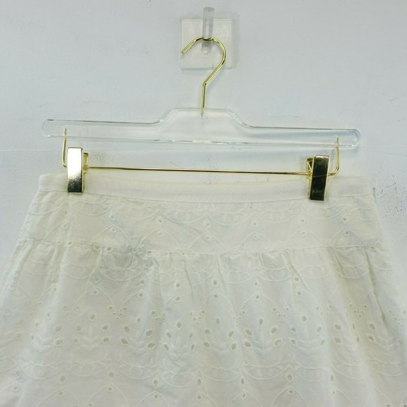 Coquette Eyelet Mini Skirt Womens 2 XS White Scallop Hem Soft Girl MAX STUDIO - Picture 4 of 10